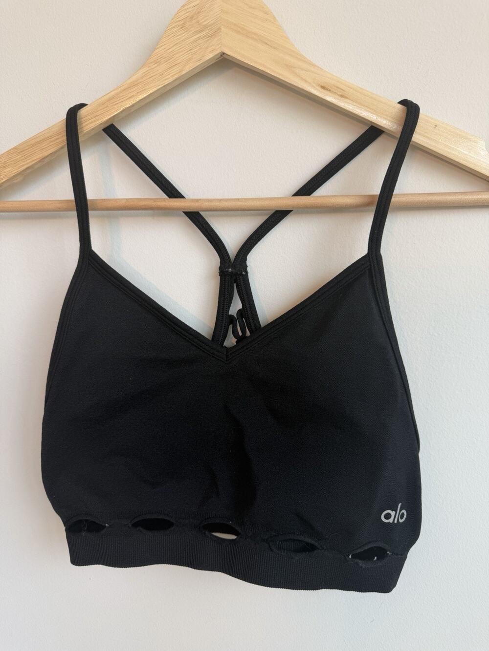 Alo Yoga Sport Bra Activewear Interlace Strappy Back Small Black